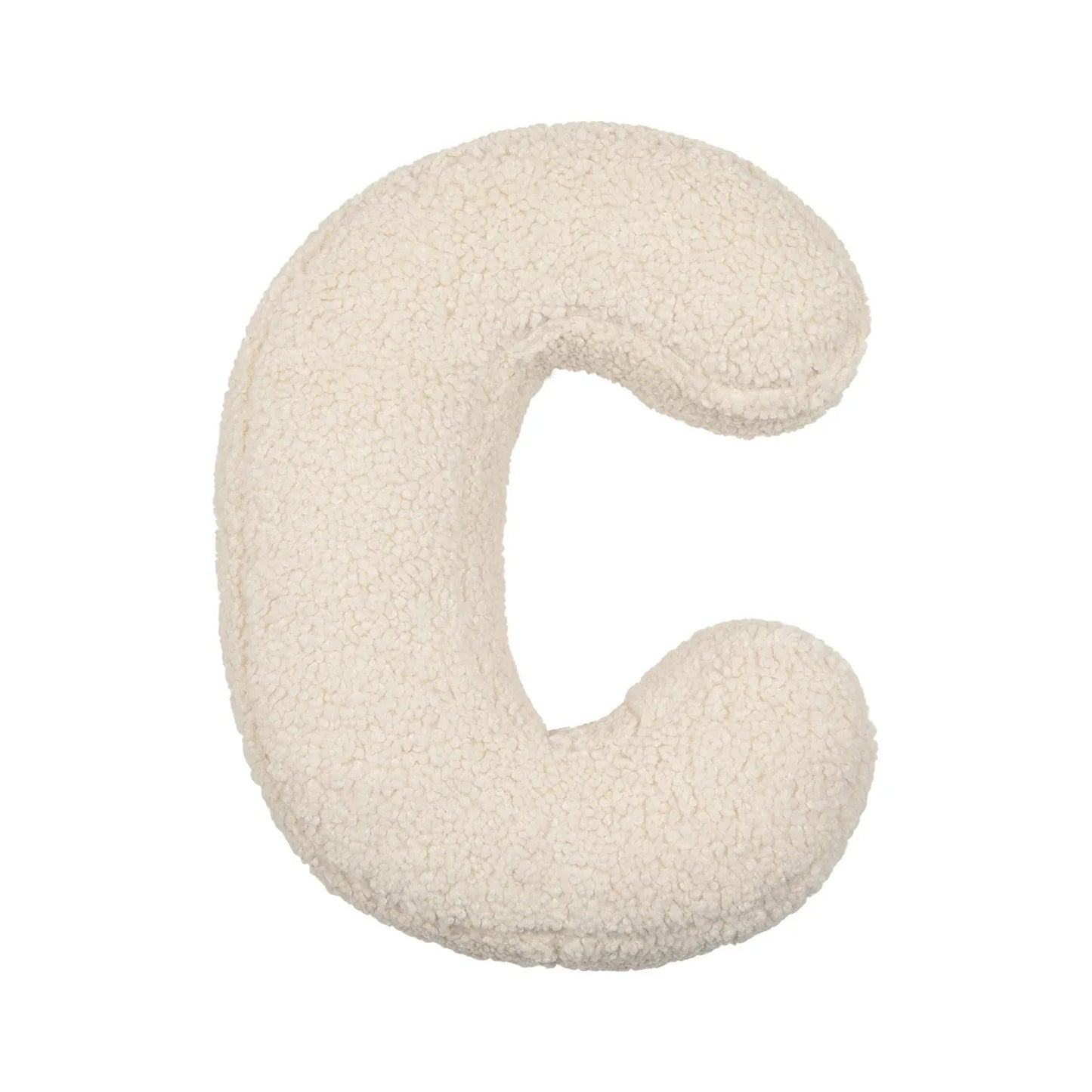 Yeats Throw Pillow – soft lambswool alphabet-shaped pillow in neutral beige, perfect for nurseries, playrooms, and kids' rooms as a cozy and educational accent.