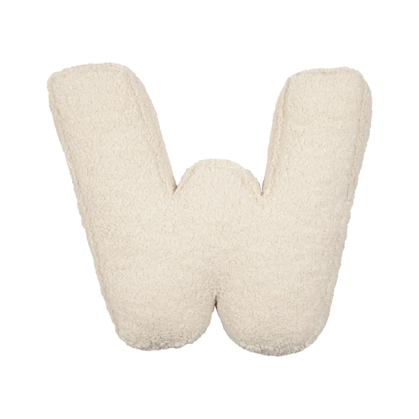 Yeats Throw Pillow – soft lambswool alphabet-shaped pillow in neutral beige, perfect for nurseries, playrooms, and kids' rooms as a cozy and educational accent.