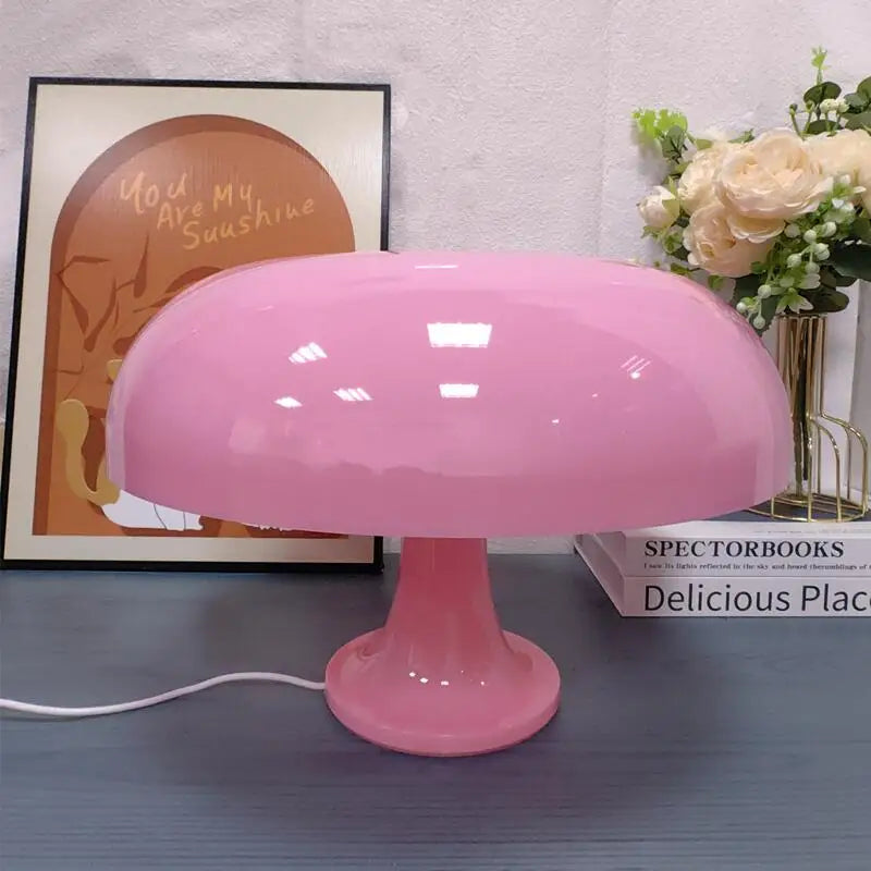 Bright modern acrylic table lamp in mushroom shape, available in various colorways - Domus Forge