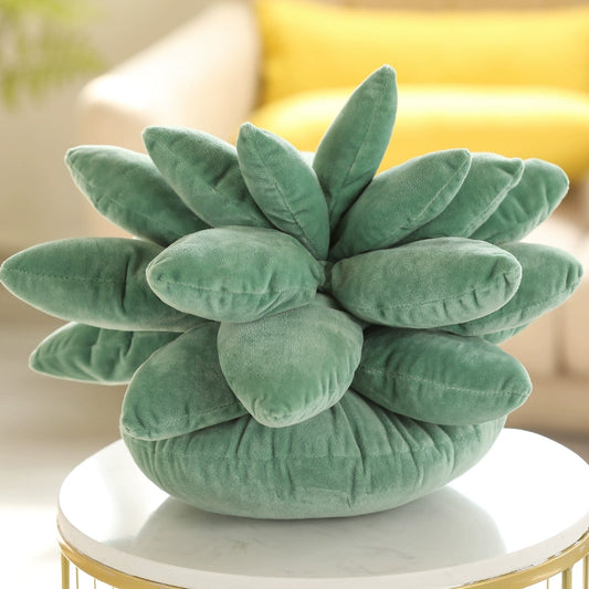 Succulent throw pillow in three shades of green, plush and unique - Domus Forge