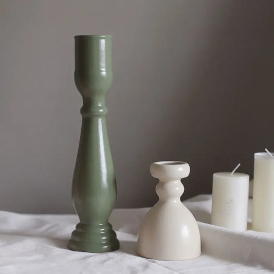 Ceramic Candle Holders in Soft Earth Tones - Mix & Match Sizes for Versatile Décor | Domus Forge