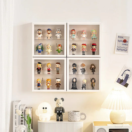 Vix Display Case, white durable plastic with acrylic door, perfect for organizing and showcasing collectibles and kids' toys.