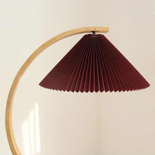 Vio Floor Lamp: Vintage-Inspired Design, Oak Rod, Pleated Shade, Warm Light - Perfect Addition to Any Space.