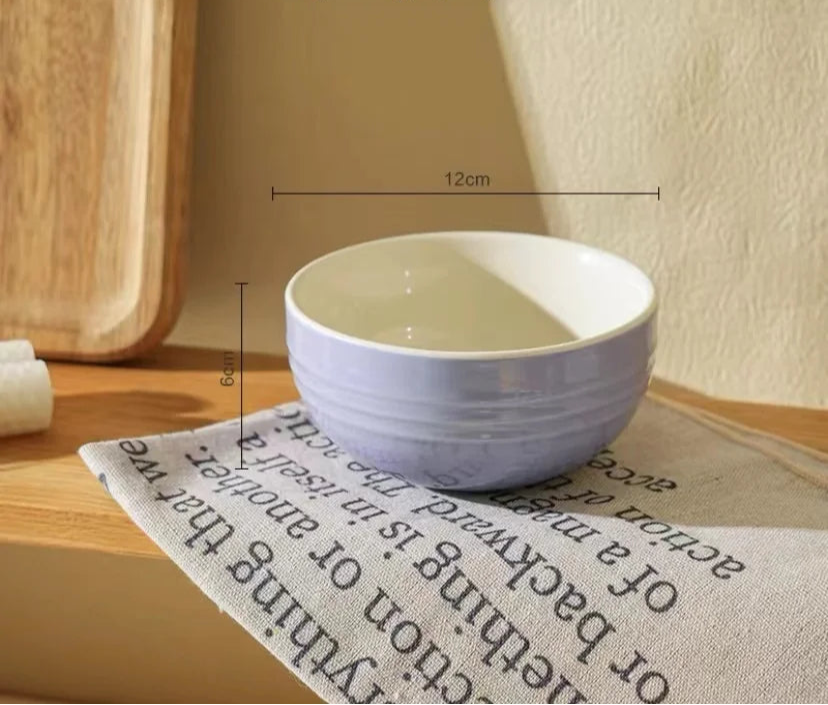 Eames Bowl Set – ceramic glazed stoneware bowls in soft pastel colors, available in small or large sizes, perfect for snacks, soups, salads, and everyday dining.